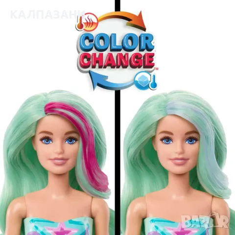 Barbie® Color Reveal™ HRK12 Куклa-русалка с магическа трансформация Deep Sea Mermaids , снимка 2 - Кукли - 47132439