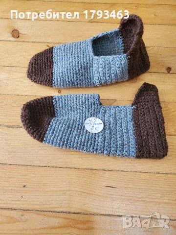 Ръчно плетени мъжки терлици от вълна, размер 47, снимка 7 - Мъжки чорапи - 50025586