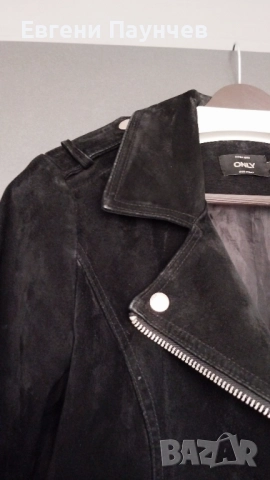 Only естествена кожа размер S дамско черно кожено яке в байкър стил, снимка 5 - Якета - 51991891