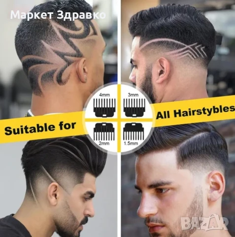 Безжична електрическа машинка за подстригване на коса за мъже, снимка 3 - Машинки за подстригване - 50607307