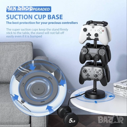 Нов 3-слоен държач за контролер за 6 PS5 PS4 Switch Pro XBOX One, държач за слушалки, снимка 2 - Друга електроника - 54217296
