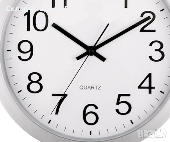 Стенен часовник Liberta, PVC, Сребрист, Бял, 30см, снимка 3 - Стенни часовници - 45701109