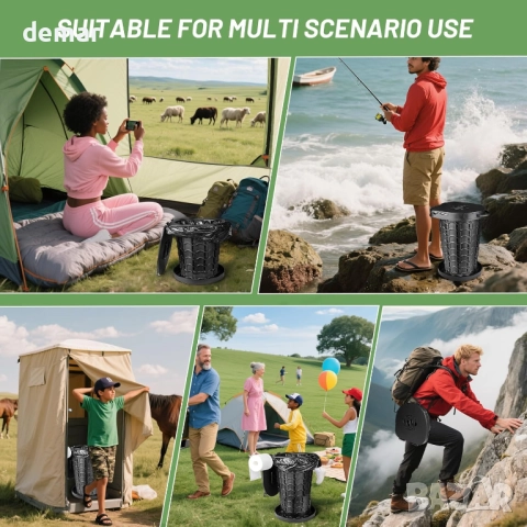 XXL Прибираща се преносима тоалетна, регулируема височина (8,4-46 см), до 200 кг, снимка 6 - Къмпинг мебели - 52303237