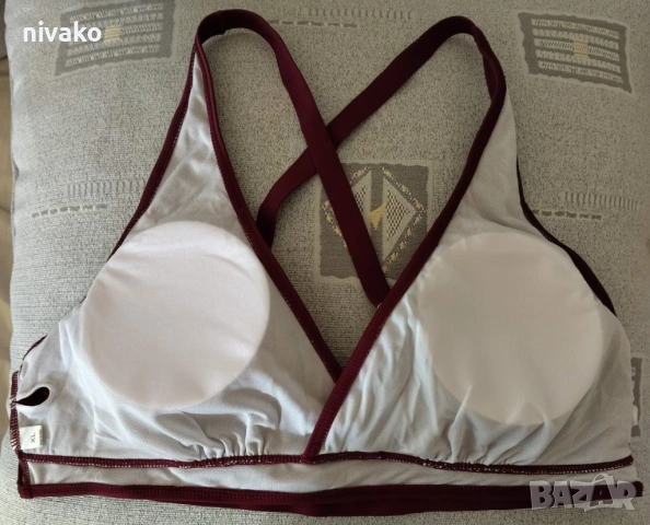 Продавам ново дамско горнище, бански XXL, цвят бордо, кръстосани на гърба презрамки., снимка 4 - Бански костюми - 51574254