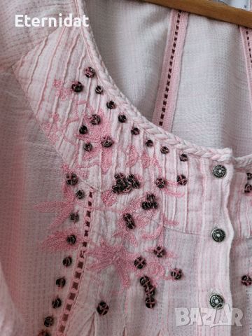 Розова блуза памучна материя с бродерии , снимка 8 - Тениски - 45520543
