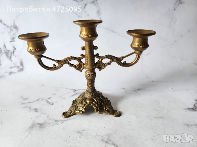 Бароков свещник, снимка 4 - Антикварни и старинни предмети - 54106262