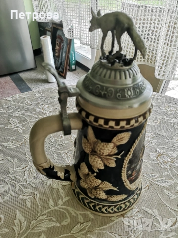 Колекционерска, релефна немска халба за бира , снимка 3 - Колекции - 54236276