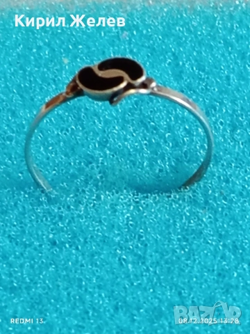 Елегантен нежен сребърен пръстен с черен емайл стил и класа 52376, снимка 3 - Пръстени - 52689337