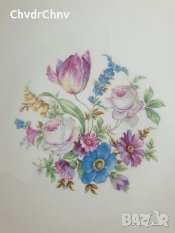 Rosenthal Bahnhof Selb 34см/стара Розентал Чипъндейл немска порцеланова чиния-купа, снимка 4 - Антикварни и старинни предмети - 50338669