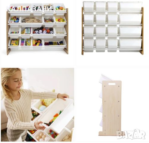 Органайзер за Детски Играчки GINGER HOME дърво и бяло JWTR-3278 , снимка 3 - Мебели за детската стая - 45857800