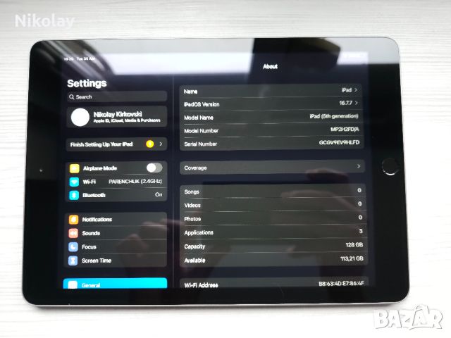 iPad (5-то поколение) - 9.7 WiFi, 128GB - Space Gray, снимка 3 - Таблети - 45528438