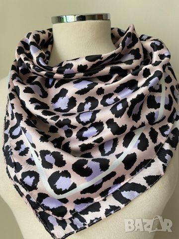 Леопардов шал/ кърпа за глава в розово и лилаво, снимка 2 - Шалове - 44773161