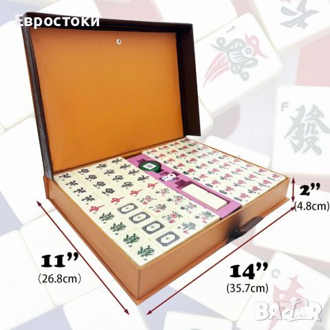 Комплект за маджонг LANYOTA, комплект за игра на китайски маджонг с куфар за носене, снимка 2 - Настолни игри - 45650831