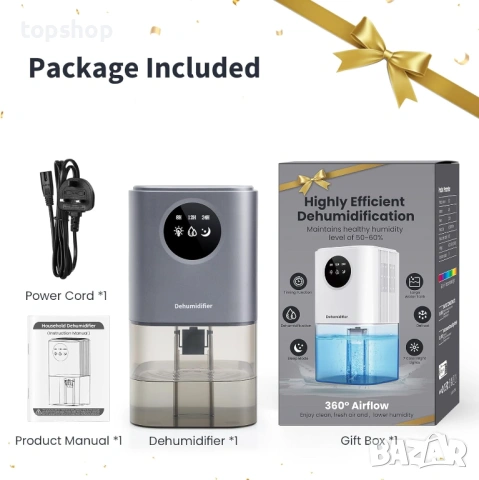 Нов Влагоабсорбатор 1700мл – Тих, с Таймер и 7-цветно LED осветление , снимка 8 - Влагоабсорбатори и влагоуловители - 53390198