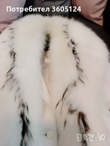 Бяло кожено яке,естествена кожа с подвижна яка от бяла лисица, снимка 5 - Якета - 45187437
