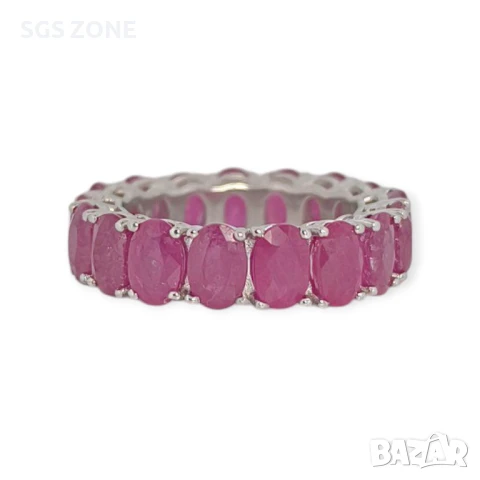 СРЕБЪРЕН ПРЪСТЕН С РУБИНИ ИЗУМРУДИ САПФИРИ , снимка 5 - Пръстени - 51018297