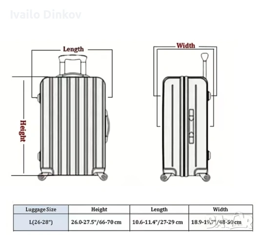 Защитен калъф за куфар, размер L (до 70-29-50cm), черен, снимка 5 - Други стоки за дома - 53822896