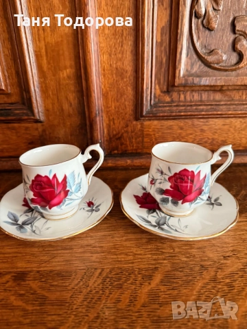 Чашка за кафе с подложна чинийка Royal Albert- Sweet Romance, снимка 3 - Сервизи - 51530877