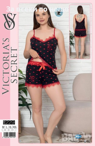 Victoria's Secret Дамска Лятна Пижама - Горнище Потник И Долнище Къси Панталонки - 5 Цвята Код SK537, снимка 5 - Пижами - 53050573