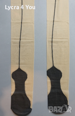 M/L телесни чорапи с черен ръб и стъпало, снимка 3 - Бельо - 52384168