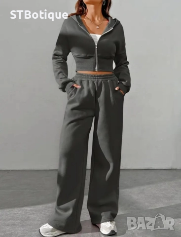 🌸 Дамски Елегантен Комплект с Цип – Суитшърт и Панталони | STBoutique 🌸, снимка 11 - Спортни екипи - 51952450