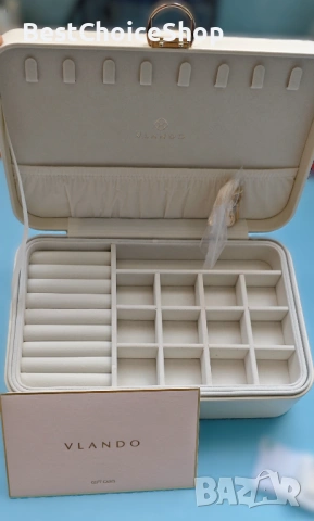 Кутия за бижута Vlando, двуслойна с ключалка, за съхранение на бижута, снимка 2 - Бижутерийни комплекти - 53068026