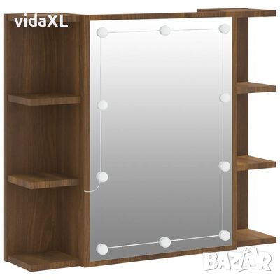 vidaXL Огледален шкаф с LED, кафяв дъб, 70x16,5x60 см(SKU:820453, снимка 1 - Огледала - 46218049