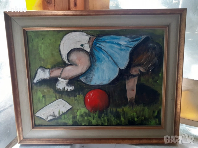 Майсторска картина масло на платно подпис и рамка