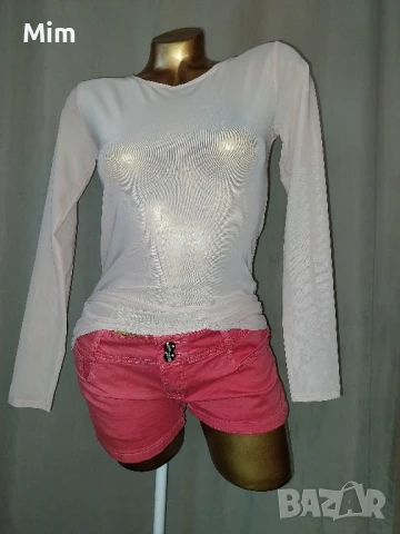 М Прозрачна блуза в светло розово и къси розови къси панталонки 