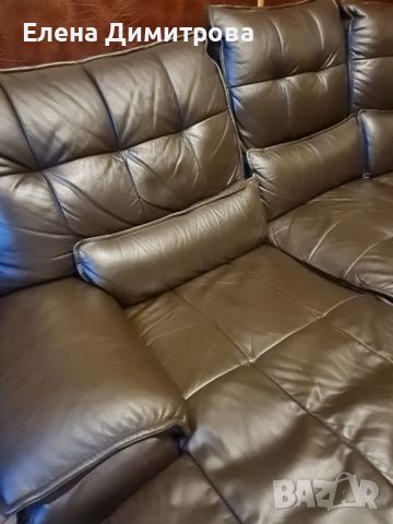 Прекрасен ъглов диван. Естествена кожа. , снимка 3 - Дивани и мека мебел - 45843572