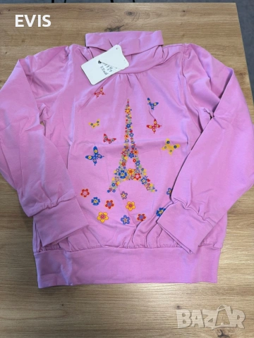 Детско памучно поло с Айфелова кула и пеперуди – Нови!