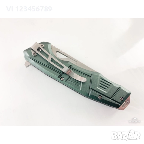 Сгъваем автоматичен джобен нож със зелена алуминиева дръжка, снимка 3 - Ножове - 51462165