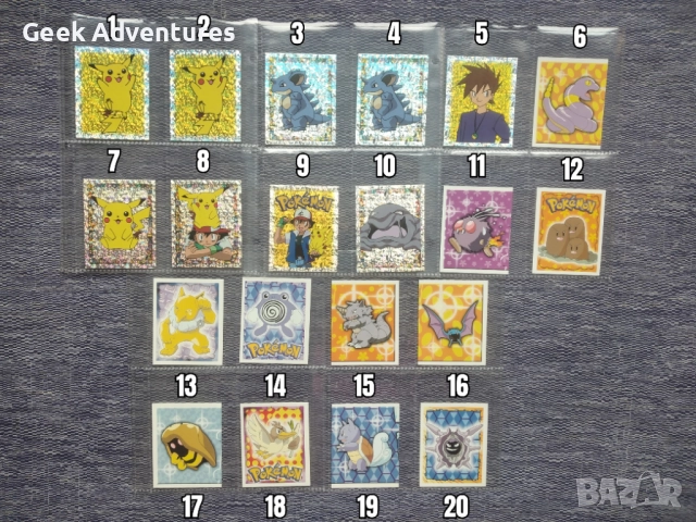 Pokemon Стикери Merlin от 1999 Червен Албум Оригинални Колекционерски