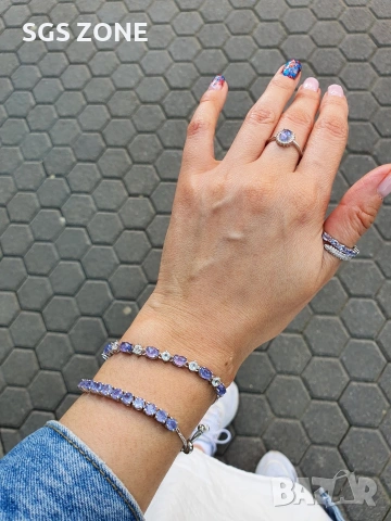 Нежна сребърна гривна с танзанит от Тайланд