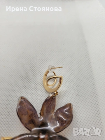 Обеци с естествен цвят на орхидея Miltonia. , снимка 7 - Обеци - 53614108