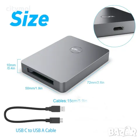 CFexpress Type B четец на карти USB 3.1 Gen 2 10Gbps, алуминиев, съвместим с Thunderbolt 3, снимка 4 - Чанти, стативи, аксесоари - 47072694