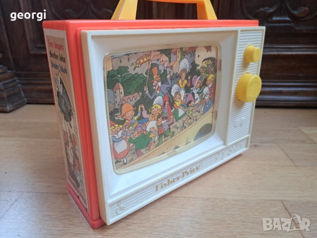 ретро английска детска музикална играчка телевизор Fisher price , снимка 2 - Антикварни и старинни предмети - 52098317