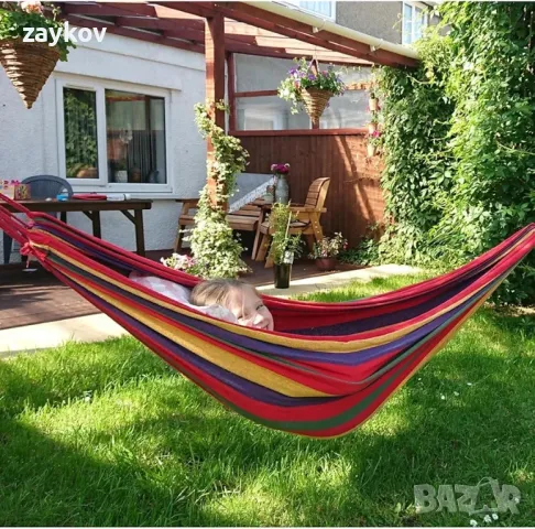 Градински хамак Anyoo Cotton Hammock с висящи ремъци, снимка 5 - Други - 49229566