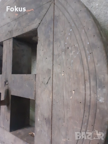 Уникат - Старо масивно дървено колело маховик примитив, снимка 3 - Антикварни и старинни предмети - 53327175