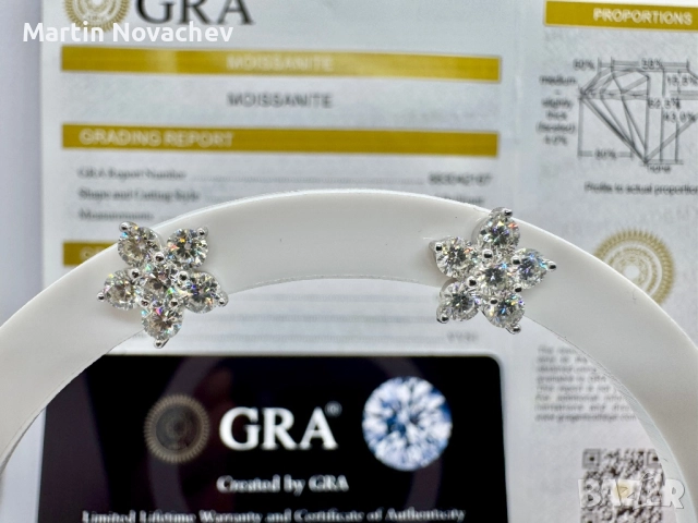 Сребърни обеци с мойсанит (Диамант) 1.2 карата, снимка 3 - Обеци - 52081954