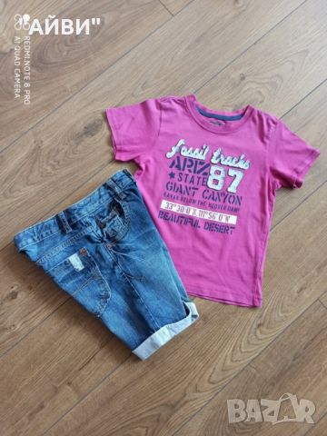 ZARA и DETROIT детски къси дънки, тениска и ризка, снимка 4 - Детски къси панталони - 45436398