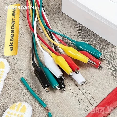 1 комплект 10 бр. електрически проводници със щипки тип крокодил тестови кабели с двустранни щипки , снимка 18 - Други инструменти - 50232617