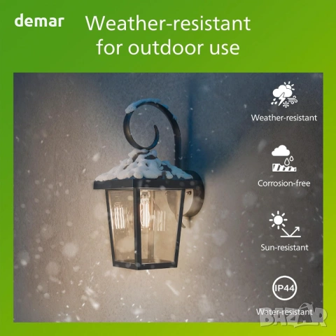 Винтидж стенен фенер Philips Buzzard + E27 LED крушка, топла бяла светлина, външен, снимка 3 - Лампи за стена - 53960973