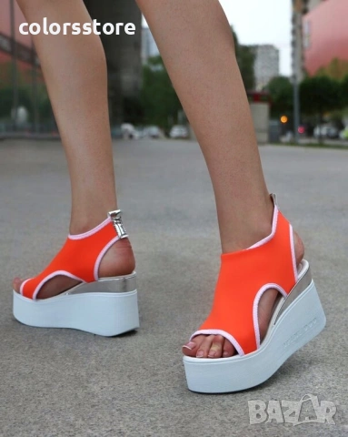 Сандали на платформа - оранжеви - K31 