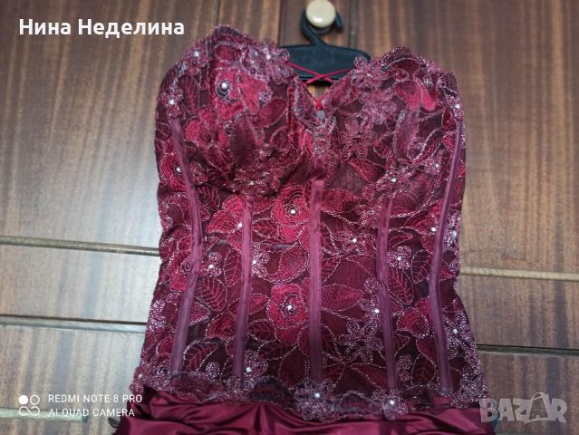 Официална рокля цвят бордо размер S/M, снимка 3 - Рокли - 45749368