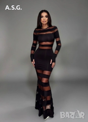 Уникална дълга черна рокля 