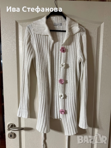 Бяла елегантна жилетка zara Zara Зара 100 % памук памучна , снимка 2 - Жилетки - 46576817