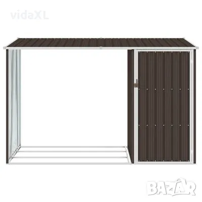 vidaXL Градински навес кафяв 245x98x159 см поцинкована стомана, снимка 2 - Други - 48544828