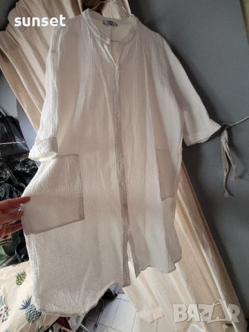 Бяла памучна риза,тип рокля- 40 размер, снимка 1 - Ризи - 46429070