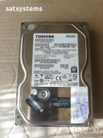 Хард диск Toshiba DT01ACA100 1.0TB SATA 6.0Gb/s, снимка 3 - Твърди дискове - 47495550